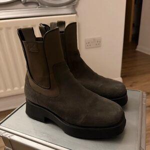 Next Dark Olive Suede Moto Boots